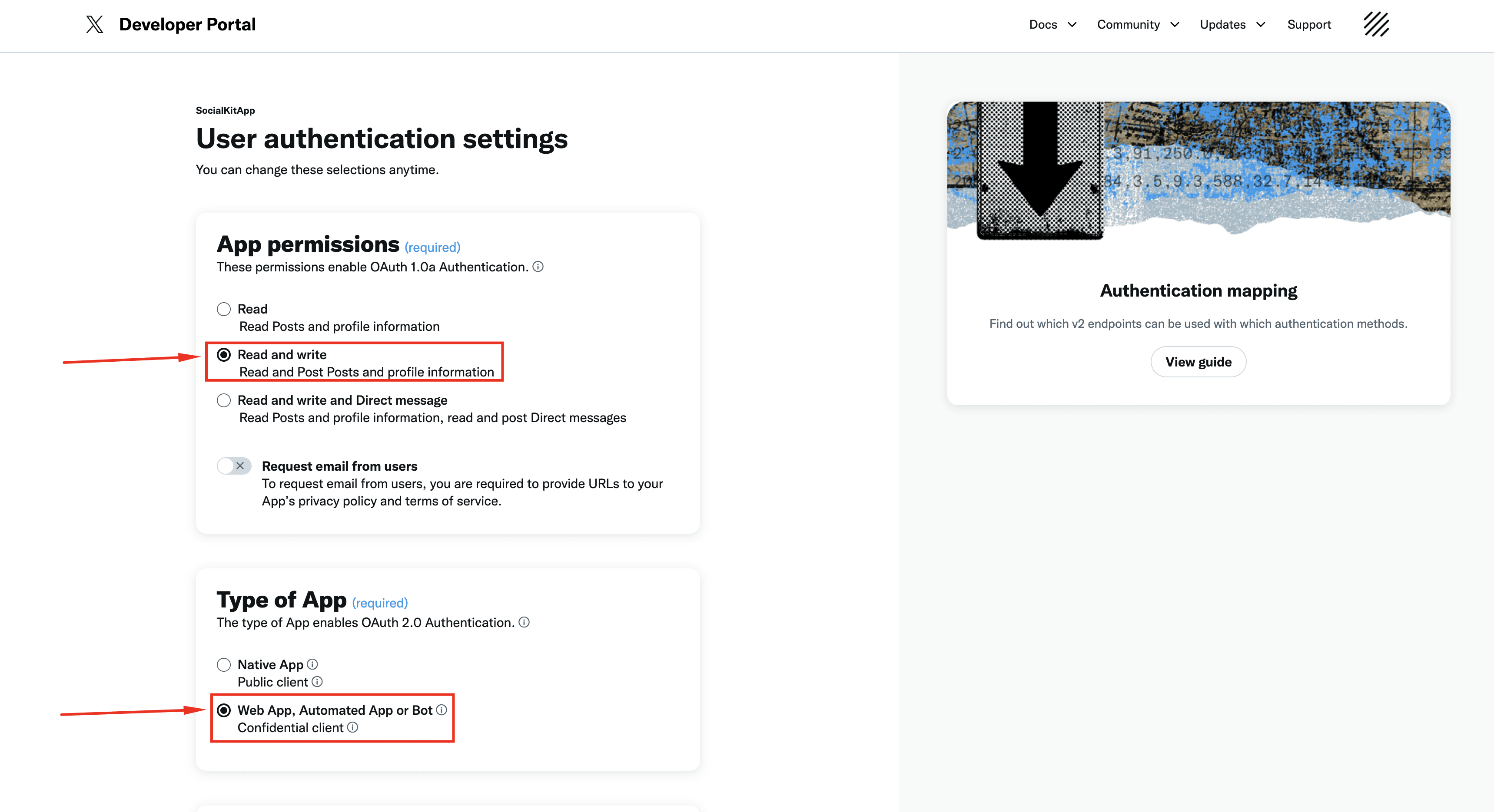 User authentication settings 2
