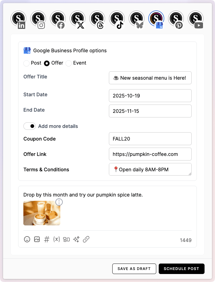 Schedule Google Business Profile posts