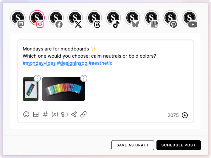 Schedule Instagram posts, reels, and stories
