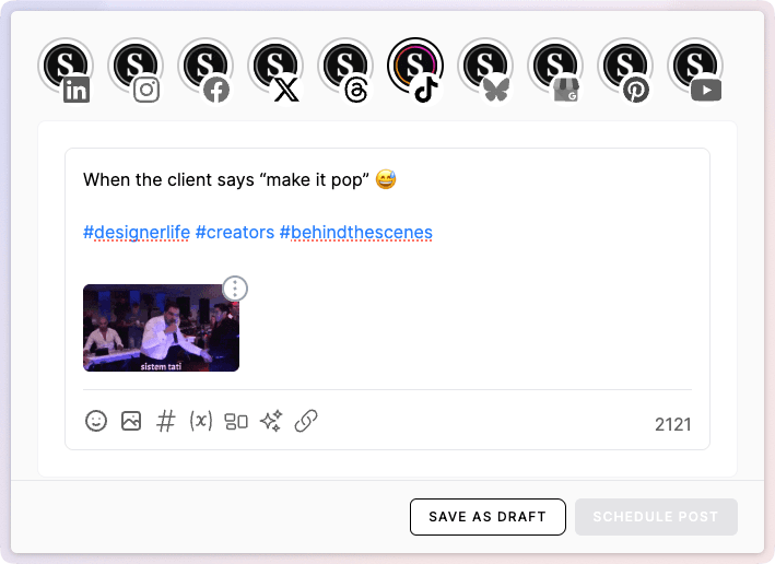 TikTok content scheduler dashboard